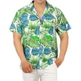 thumbnail image 1 of LA LEELA Men's Hawaiian Shirts Short Sleeve Button Down Shirt Mens Tropical Shirts Casual Holiday Summer Party Caribbean Shirts for Men Funny L Leaves, White, 1 of 6