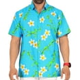 thumbnail image 1 of LA LEELA Men's Hawaiian Shirts Tropical Floral Beach Shirts Casual Short Sleeve Button Down Collared Shirt Men XXL Plumeria, Blue, 1 of 5