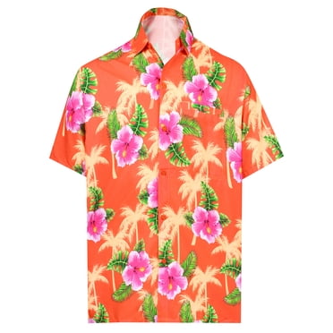 Hibiscus Hawaiian Flower Print Men's Short Sleeve Shirt