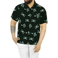 thumbnail image 1 of LA LEELA Men's Hawaiian Short Sleeve Beach Caribbean Cruise Shirt Holiday Costumes Button Up Shirts for Men 5XL Crossbones Scary Black, 1 of 5