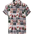 thumbnail image 1 of LA LEELA Men's Holiday Beach Short Sleeve Vacation Hawaii Santa Claus Party Holiday Shirt Hawaiian Ugly Christmas Tree Shirts for Men XXL Grey Santa, 1 of 6