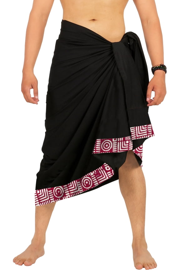 Men's Pareo Regular Swimsuits Sarong Long Swim Beach Wrap One Size Geometric, Red Summer Vacation Party