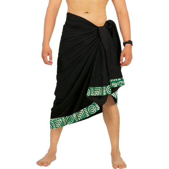 LA LEELA Men's Pareo Regular Swimsuits Sarong Long Swim Beach Wrap One Size Geometric, Turquoise Summer Vacation Aloha