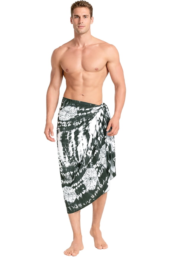 Men's Pareo Swim Trunk Swimwear Sarong Beach Wrap One Size Coal, Tie Dye Summer Vacation Party