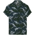 thumbnail image 1 of LA LEELA Men's Short Sleeve Button Down Casual Camp Shirts Summer Dress Shirt Tops with Pocket Spread Collar Beach Vacation Shirts for Men M Allover Sharks, Navy Blue, 1 of 5