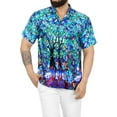 thumbnail image 1 of LA LEELA Men's Short Sleeve Button Down Summer Caribbean Party Shirt Holiday Halloween Costumes Hawaiian Shirts for Men XL Graveyard Tree Haunted Blue, 1 of 7