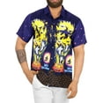 thumbnail image 1 of LA LEELA Men's Short Sleeve Button Up Beach Caribbean Cruise Shirt Fashion Halloween Costumes Hawaiian Shirts for Men XL Ghost Witch Blue, 1 of 6