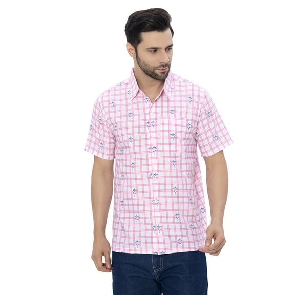 LA LEELA Men's Short Sleeve Summer Beaches Hawaiian Shirts Stylish Beach Tops Vacation Cruise Button Down Shirt For Men S, Checks, White