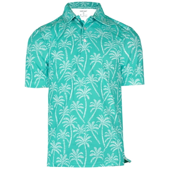 LA LEELA Men's Short Sleeves Collared Jersey Classic Fit Button Down Casual Daily T-Shirt Golf Polo Shirts for Men XL Palm, Blue