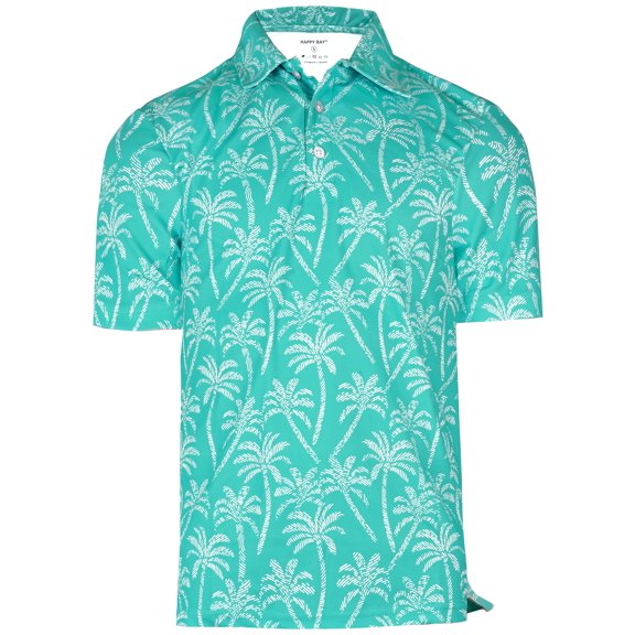 LA LEELA Men's Short Sleeves Collared Jersey Classic Fit Button Down Casual Daily T-Shirt Golf Polo Shirts for Men XL Palm, Blue