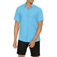 thumbnail image 1 of LA LEELA Men's Solid Beach Shirts Casual Short Sleeve Button Down Shirts Hawaiian Shirt for Men 7XL Sky, Plain, 1 of 6