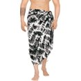 thumbnail image 1 of LA LEELA Men's Standard Beachwear Sarong Pareo Wrap One Size Charcoal, Zig Zag Summer Vacation Party, 1 of 4