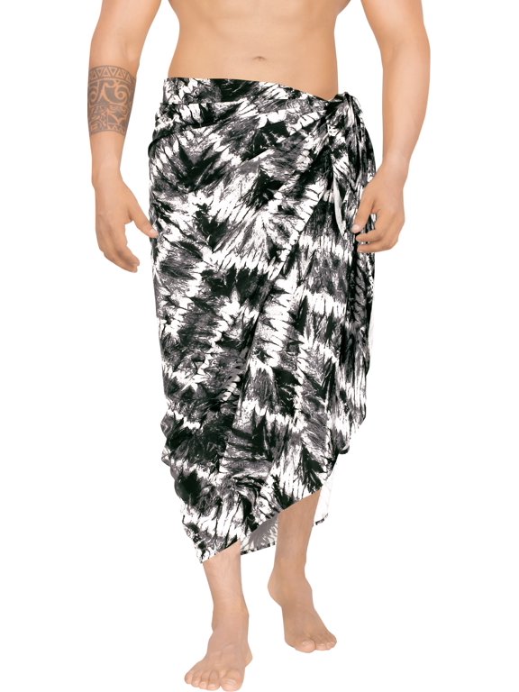 Men's Standard Beachwear Sarong Pareo Wrap One Size Charcoal, Zig Zag Summer Vacation Party