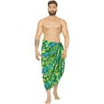 thumbnail image 1 of LA LEELA Men's Standard Beachwear Sarong Pareo Wrap One Size Emerald, Leafs Summer Vacation Aloha, 1 of 5