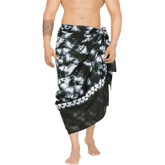 LA LEELA Men's Standard Beachwear Sarong Pareo Wrap One Size Moonlight, Tie Dye Summer Vacation Aloha