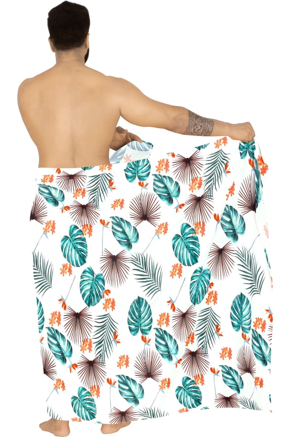 Men's Standard Beachwear Sarong Pareo Wrap One Size White-Z238 Summer Vacation Party