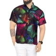 thumbnail image 1 of LA LEELA Men's Summer Casual Beach Shirts Short Sleeve Button Down Shirts Hawaiian Shirt for Men M Neon Leaves, Black, 1 of 7