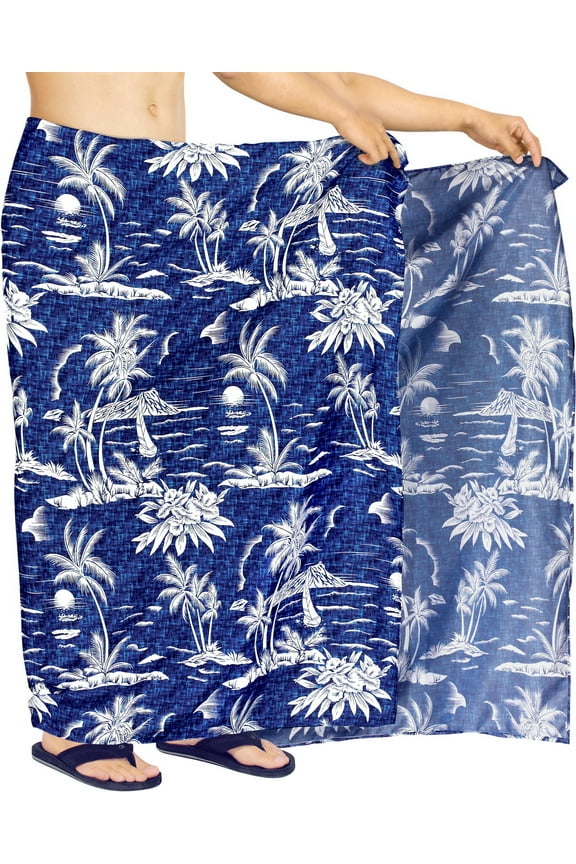 Men's Swim Bath Trunk Swimsuit Regular Surfing Swimwear Sarong Long Pareo Beach Wrap One Size Beach, Blue Summer Vacation Aloha