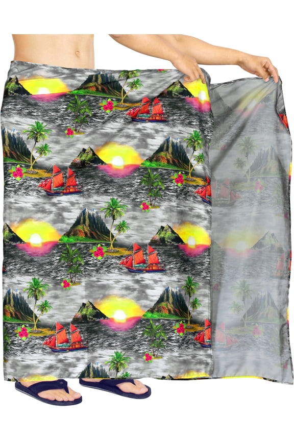 Men's Swim Bath Trunk Swimsuit Regular Surfing Swimwear Sarong Long Pareo Beach Wrap One Size Cloud, Island Summer Vacation Aloha