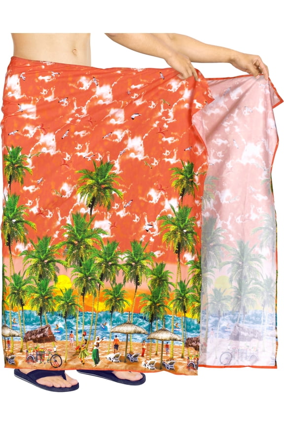 Men's Swim Bath Trunk Swimsuit Regular Surfing Swimwear Sarong Long Pareo Beach Wrap One Size Ginger, Holiday Summer Vacation Aloha