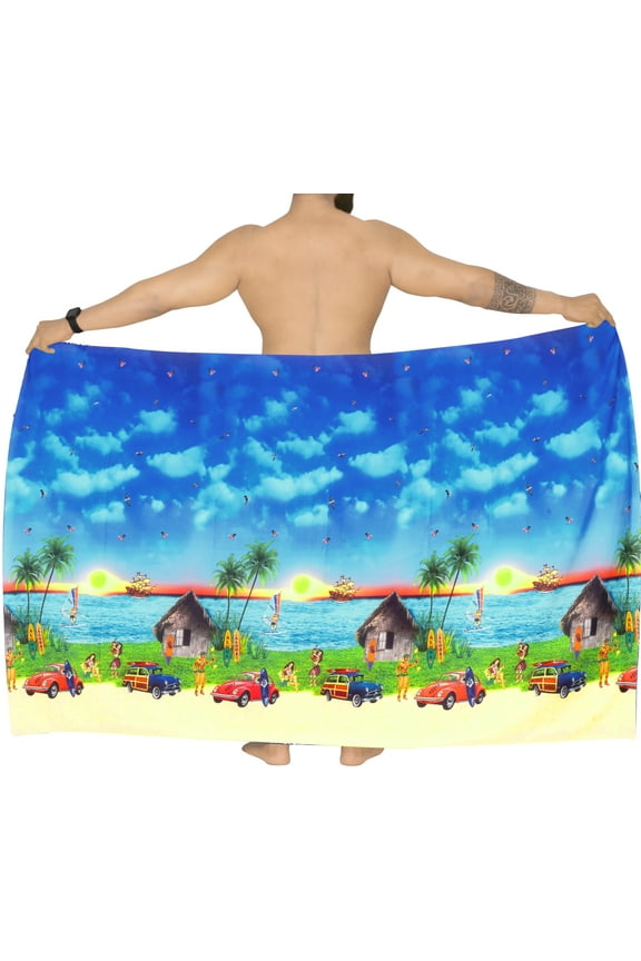 Men's Swim Bath Trunk Swimsuit Regular Surfing Swimwear Sarong Long Pareo Beach Wrap One Size Sky, Holiday Summer Vacation Party