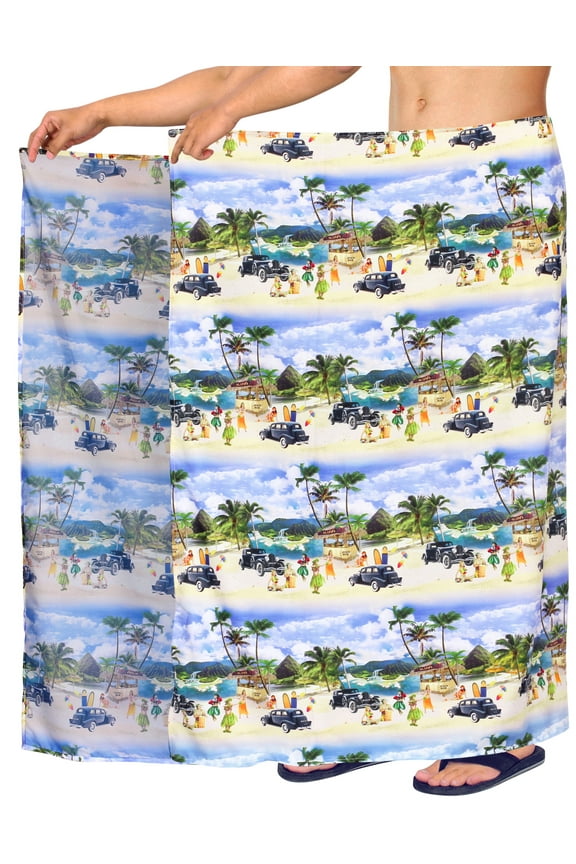 Men's Swim Bath Trunk Swimsuit Regular Surfing Swimwear Sarong Long Pareo Beach Wrap One Size Tidal Wave Summer Vacation Party