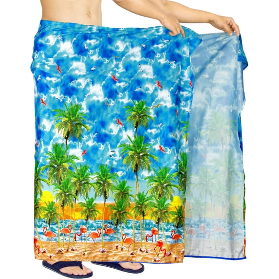 LA LEELA Men's Swim Bath Trunk Swimsuit Regular Surfing Swimwear Sarong Long Pareo Wrap One Size Arctic, Beach Summer Vacation Party