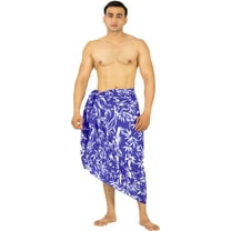 LA LEELA Men's Swimwear Beach Summer Pareo Long Sarong Wrap One Size Azure, Floral Vacation Holiday Party