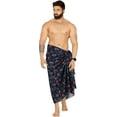 thumbnail image 1 of LA LEELA Men's Swimwear Beach Summer Pareo Long Sarong Wrap One Size Blue, Leaves Vacation Holiday Aloha, 1 of 5