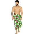 thumbnail image 1 of LA LEELA Men's Swimwear Beach Summer Pareo Long Sarong Wrap One Size Green, Hibiscus Vacation Holiday Party, 1 of 5