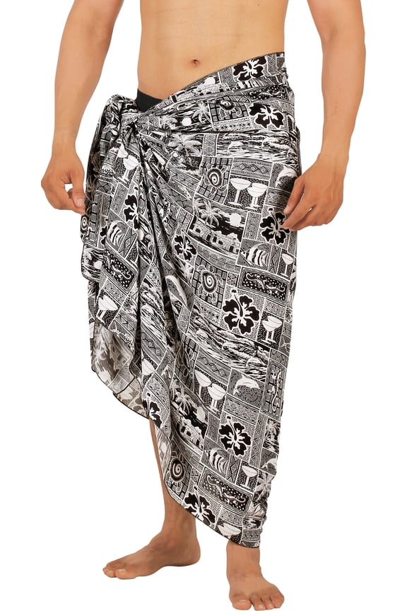Men's Swimwear Beach Summer Pareo Long Sarong Wrap One Size White, Tropical Vacation Holiday Party