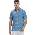 thumbnail image 1 of LA LEELA Mens Short Sleeve Button Down Casual Beach Shirt S Saltwater Fish Blue, 1 of 6