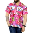 thumbnail image 1 of LA LEELA Mens Hawaiian Christmas Tree Shirts Short Sleeve Button Down Shirt Men's Shirts Beach Hawaii Shirts for Men Funny S Santa Reindeer, Pink, 1 of 7