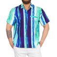thumbnail image 1 of LA LEELA Mens Hawaiian Holiday Shirt Short Sleeve Button Down Aloha Tropical Beach Shirts for Men L Vertical Stripes, Blue, 1 of 6