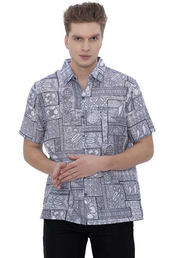 Mens Hawaiian Shirts Short Sleeve Button Down Shirt Men's Casual Shirts Vacation Tropical Summer Party Shirts for Men Funny S Grey Floral