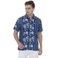 thumbnail image 1 of LA LEELA Mens Hawaiian Shirts Short Sleeve Button Down Shirt Men's Hawaii Boho Holiday Casual Summer Beach Shirts for Men Funny S Blue Floral, 1 of 6
