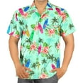 thumbnail image 1 of LA LEELA Mens Hawaiian Shirts Short Sleeve Button Down Shirt Men's Tropical Shirts Casual Holiday Summer Party Caribbean Shirts for Men Funny 5XL Hibiscus, Autumn Green, 1 of 6