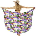 thumbnail image 1 of LA LEELA Women's Beach Bikini Swimwear Cover up Wrap Skirt Summer Wraps Beachwear Sarong Coverups Swimsuits for Women One Size Violet, Allover Palm Tree, 1 of 5