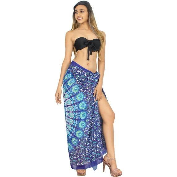 LA LEELA Women's Beach Bikini Swimwear Cover up Wrap Skirt Bathing suit Summer Wraps Sarong Swimsuits for Women One Size Lapis, Mandala