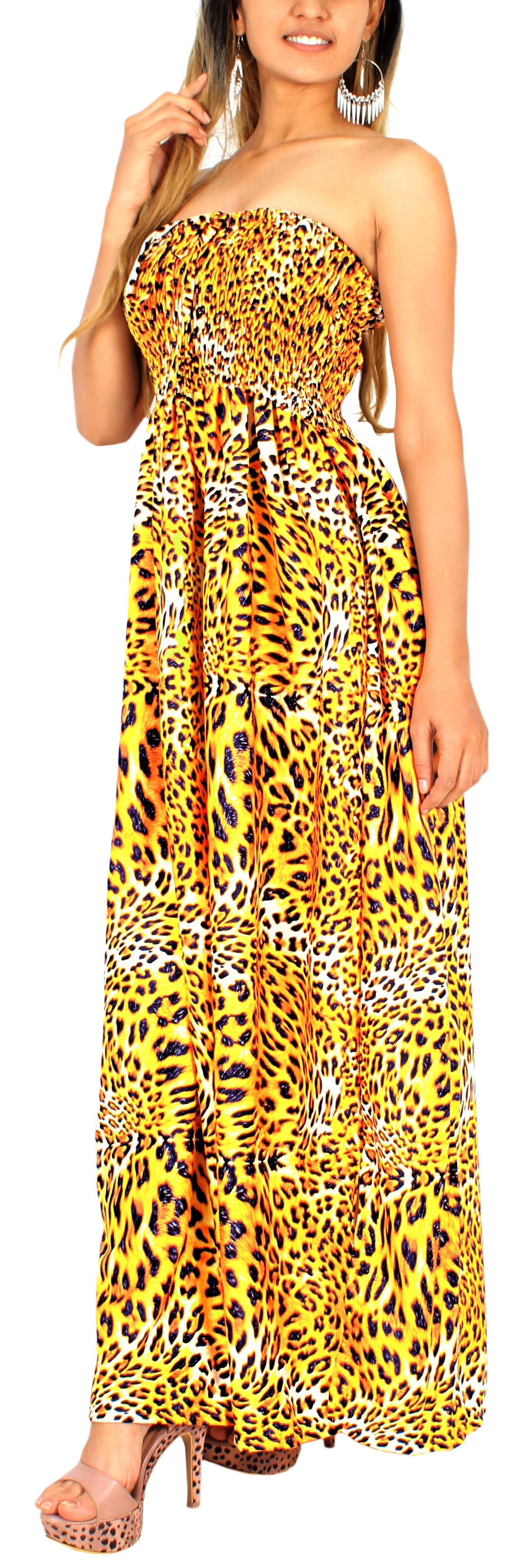 LA LEELA Women's Beach Casual Maxi Strapless Dresses Summer Tube Dress One  Size Orange, Animal - Walmart Business Supplies