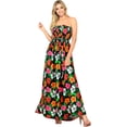 thumbnail image 1 of LA LEELA Women's Beach Casual Slit Maxi Strapless Dresses Summer Tube Dress One Size Coal, Floral, 1 of 5
