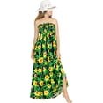 thumbnail image 1 of LA LEELA Women's Beach Casual Slit Maxi Strapless Dresses Summer Tube Dress One Size Ebony, Floral, 1 of 4