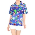 thumbnail image 1 of LA LEELA Women's Beach Funny Santa Claus Party Holiday Blouse Shirt Tops Button Down Hawaiian Christmas Tree Dresses for Women XL Xmas Gifts, Blue, 1 of 5