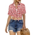 thumbnail image 1 of LA LEELA Women's Beach Funny Santa Claus Party Shirt Blouse Short Sleeve Tops Hawaiian Christmas Tree Dresses for Women S Allover Santa Face, Red, 1 of 6
