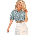 thumbnail image 1 of LA LEELA Women's Beach Halloween Costumes Hawaiian Shirt Spooky Skull Print Blouse Tops Short Sleeve Button Down Holiday Party Shirts for Women S Slate, 1 of 4