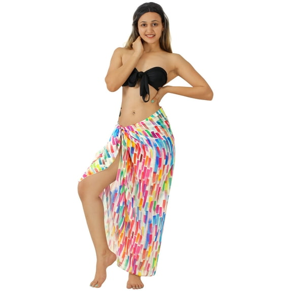 LA LEELA Women's Beach Wrap Bikini Swimwear Cover up Bathing suit Summer Wraps Swimsuit Sarong Skirts for Women One Size Stripes, Multicolor