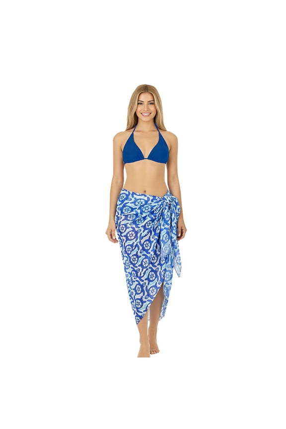 Women's Beach Wrap Bikini Swimwear Cover up Bathing suit Summer Wraps Swimsuit Sarong Skirts for Women One Size Turtle, Blue