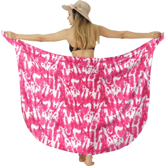LA LEELA Women's Beachwear Sarong Bikini Skirt Swim Cover up Swimwear Summer Wraps Swimsuit Beach Wrap Coverups for Women One Size Pink, Tie Dye