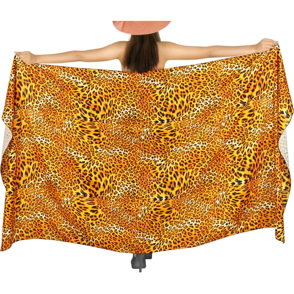 LA LEELA Women's Beachwear Summer Bikini Wraps Sarong Swim Cover up Wrap Skirt Bathing suit Swimwear Swimsuit Beach Coverups for Women One Size Orange, Animal Skin