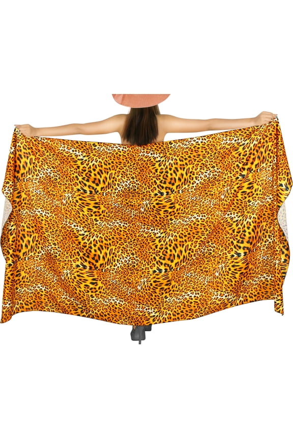 LA LEELA Women's Beachwear Summer Bikini Wraps Sarong Swim Cover up Wrap Skirt Bathing suit Swimwear Swimsuit Beach Coverups for Women One Size Orange, Animal Skin